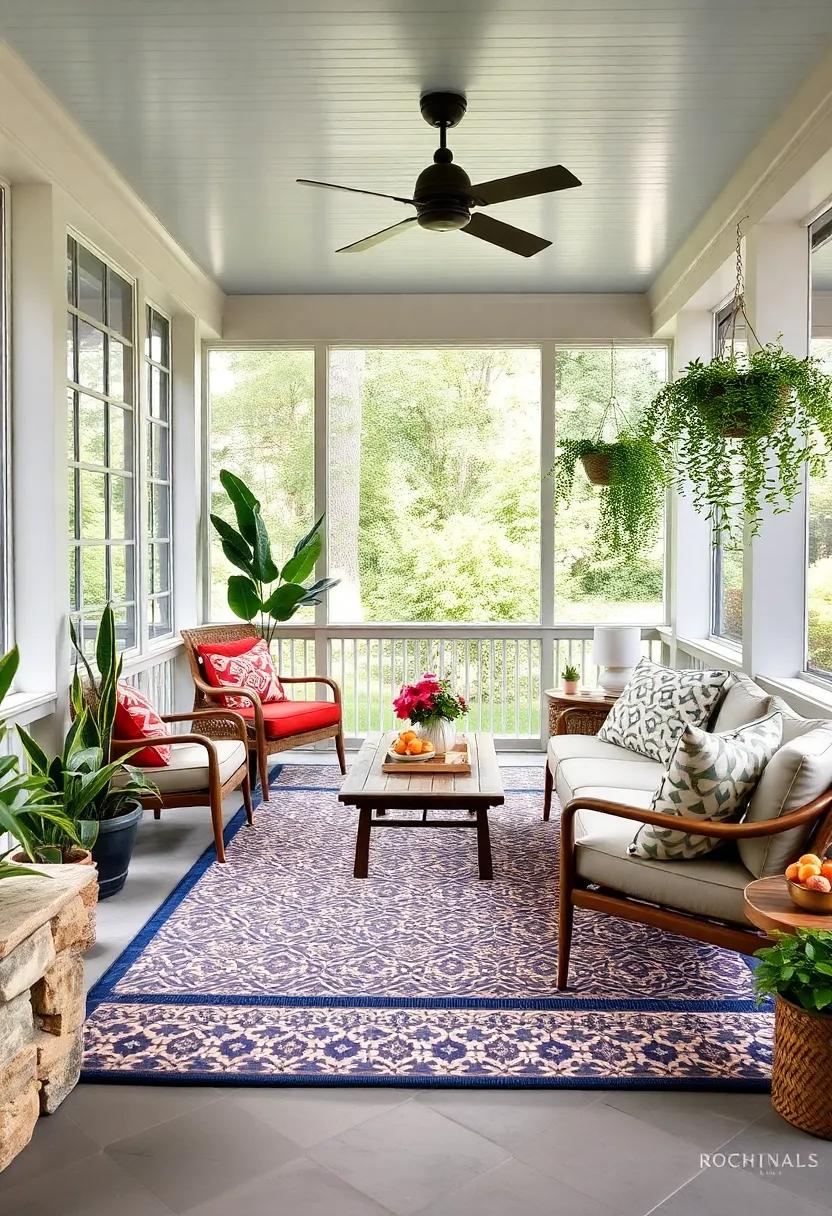 Patterned ⁣Area Rugs: ⁢Lay ⁢down patterned area ⁢rugs⁤ to define ‌your ⁤porch space, adding warmth and visual ⁤interest underfoot