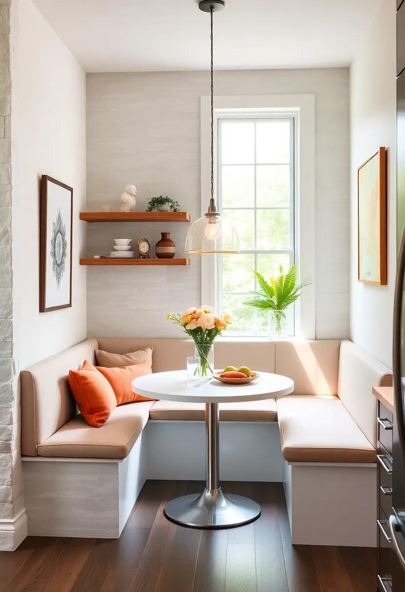 Compact‍ Breakfast Nook: Transform a⁤ small corner with a ⁣built-in bench and a round table to⁣ create‌ an ⁤inviting space for meals and‌ casual ‌gatherings