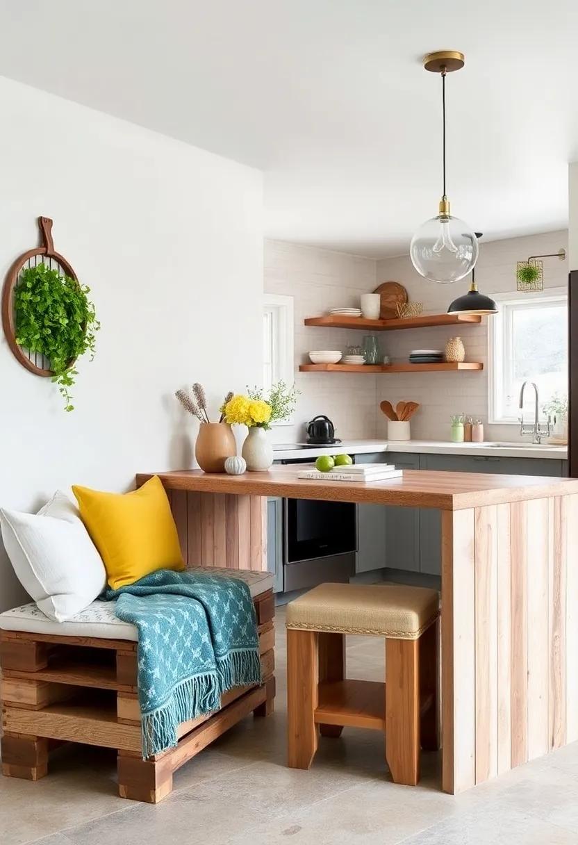 Reclaimed Wood Pallet Seats: Create​ rustic⁢ seats from​ reclaimed wood pallets, bringing‌ a touch of farmhouse style to your​ kitchen decor
