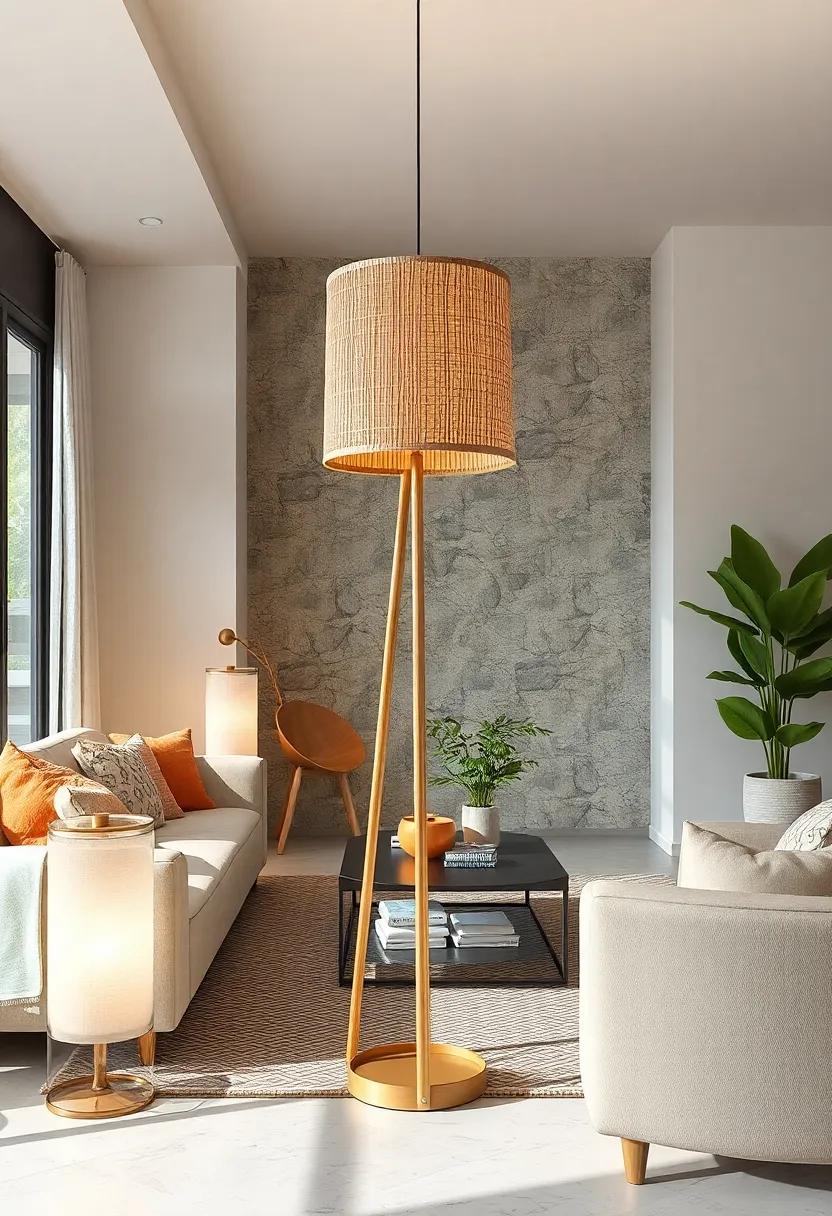 Bamboo ⁤Floor ⁢lamp with ⁤Natural Fiber⁤ Shade – An‌ enchanting ⁤blend of bamboo and natural‍ fibers, perfect for creating​ cozy corners in your living space