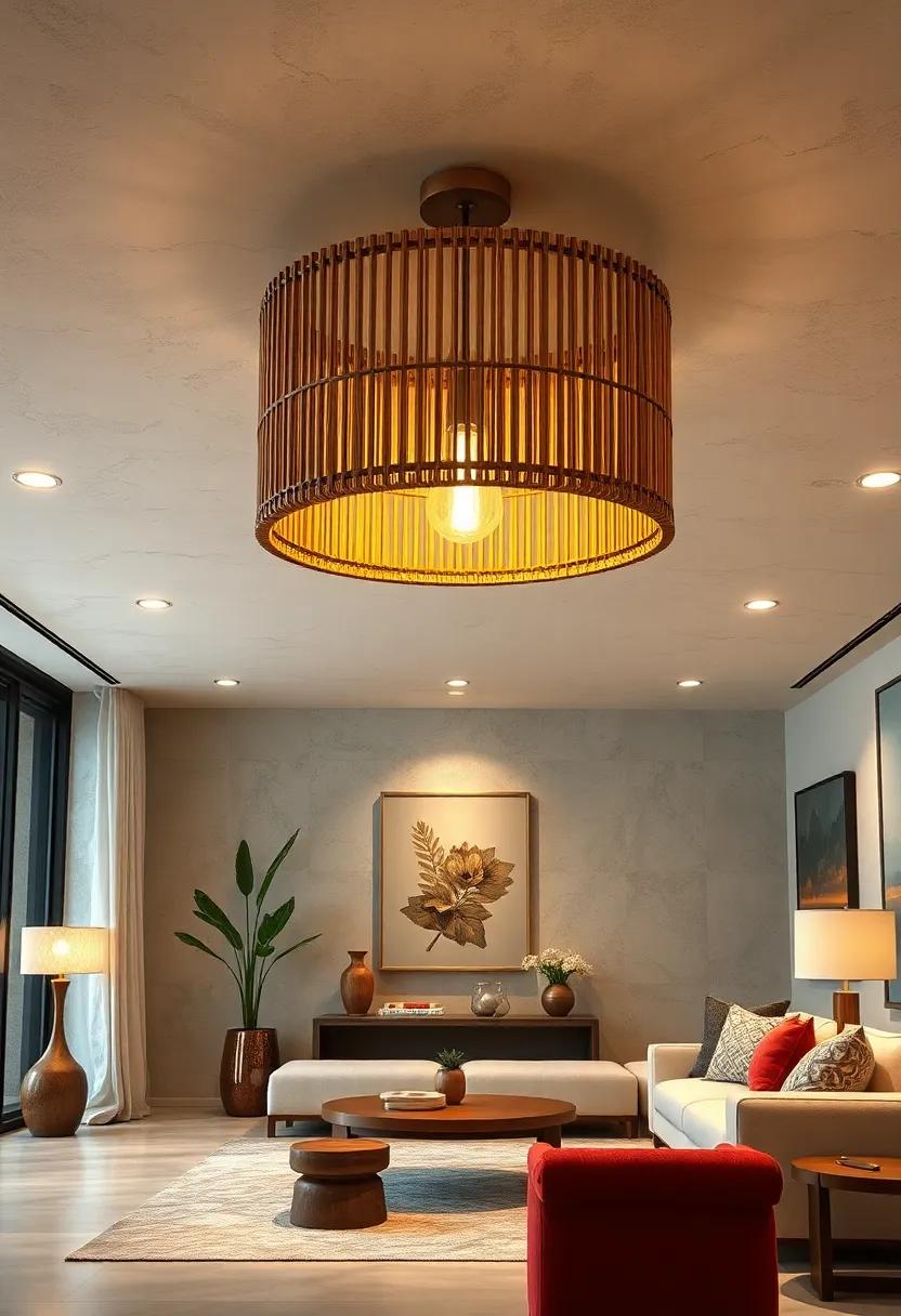 bamboo Ceiling ​Fixture with Metal Accents – The perfect ‍blend​ of⁣ durability and elegance, this ceiling light brightens up⁢ any​ room while keeping it⁤ stylish