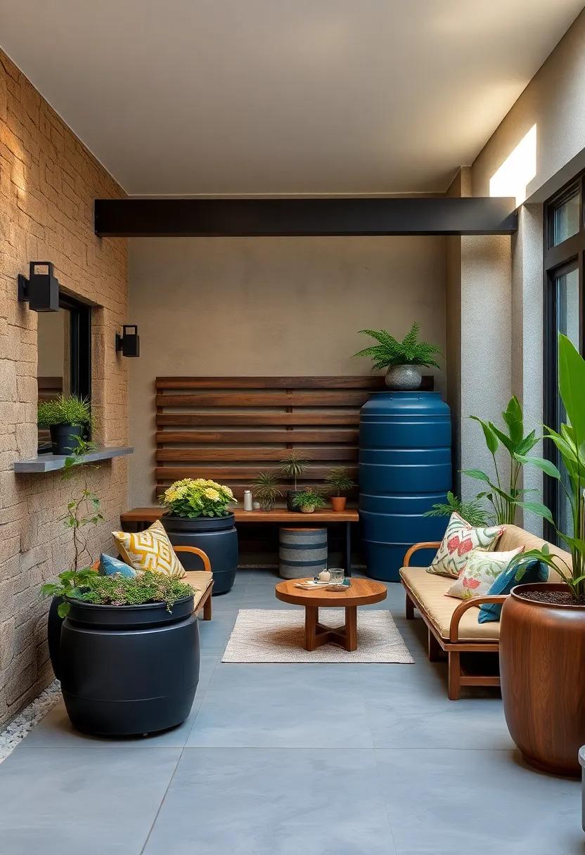Multifunctional ​Rain Barrels: Combining Storage, Sitting, and Planting