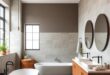 25 Stunning Two-Tone Bathroom Color Combos with Natural Stone Accents