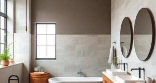 25 Stunning Two-Tone Bathroom Color Combos with Natural Stone Accents