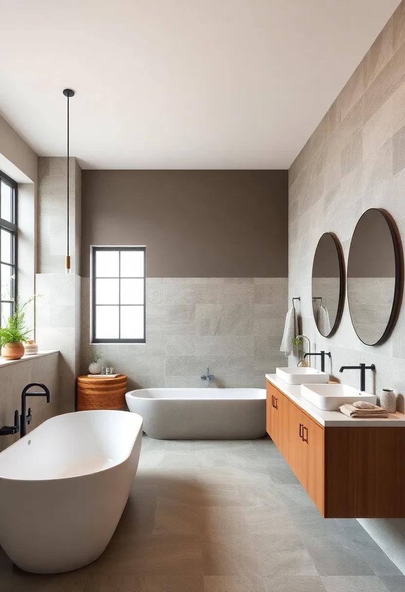 25 Stunning Two-Tone Bathroom Color Combos with Natural Stone Accents