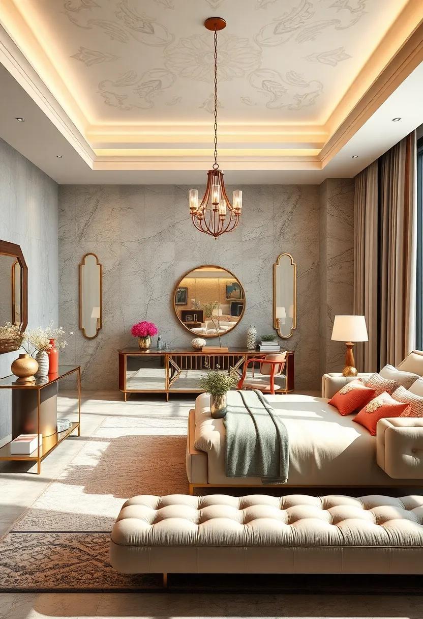 29 Stunning Art Deco Bedrooms Featuring Glamorous Mirrored Furniture