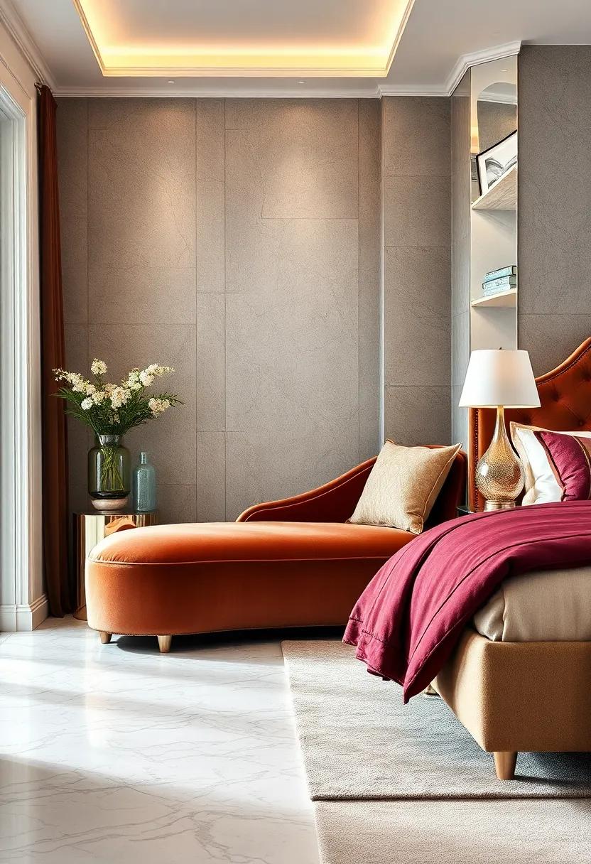 A cozy corner‌ nook featuring‌ a plush velvet ‍chaise lounge paired⁢ with a mirrored accent ​table embodies ⁣the quintessential ​Art⁤ Deco glamour in a functional way
