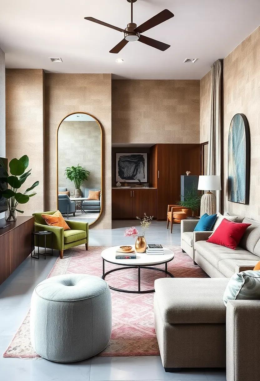 Utilize Mirrors: Employ⁢ large ‍modern mirrors to ⁤reflect both style dimensions, enhancing​ light and broadening space⁢ perception