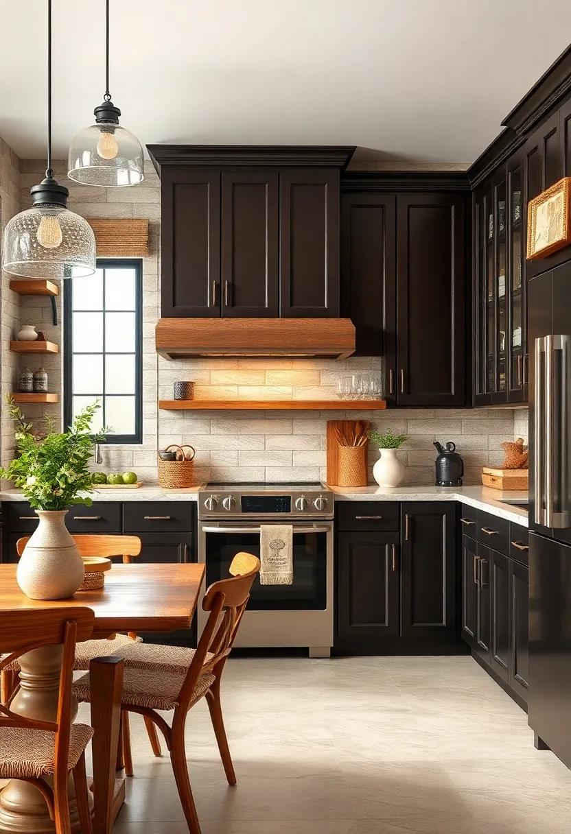 Rustic Charm: Unveil‍ the beauty of espresso cabinets paired ⁤with rustic decor for a cozy, farmhouse-inspired kitchen⁤ that stands the test of ⁣time
