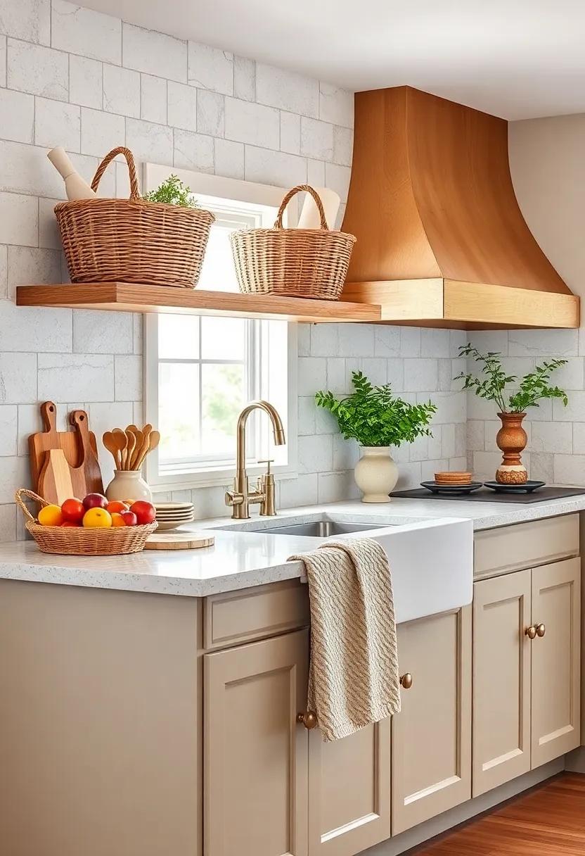 Woven Baskets: Incorporate‌ woven baskets for storing⁤ fruits, vegetables, or bread. Their natural fibers contribute texture and warmth to the countertop