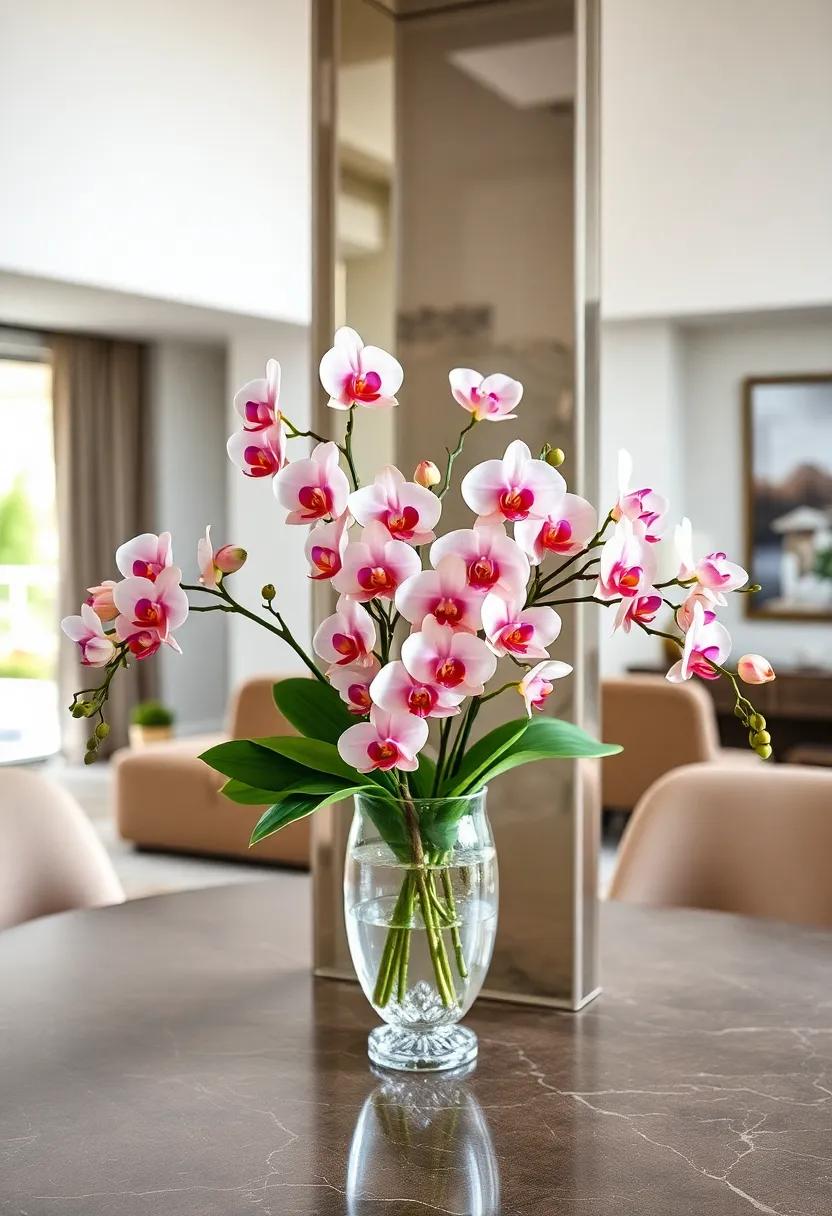 Enchanted Orchids: Elevate your dining experience ⁣with delicate orchids,‍ elegantly displayed in a⁤ crystal‌ vase,​ showcasing⁢ their luscious blooms