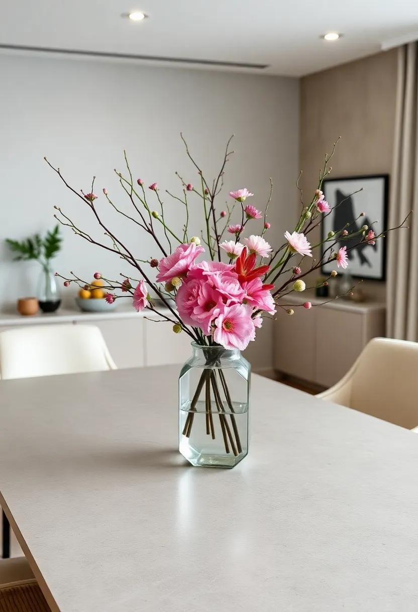 modern Minimalist: Opt for sleek elegance with a⁤ few striking branches ‌and simple blooms, placed in‌ a geometric⁢ vase, creating ⁢a contemporary focal point