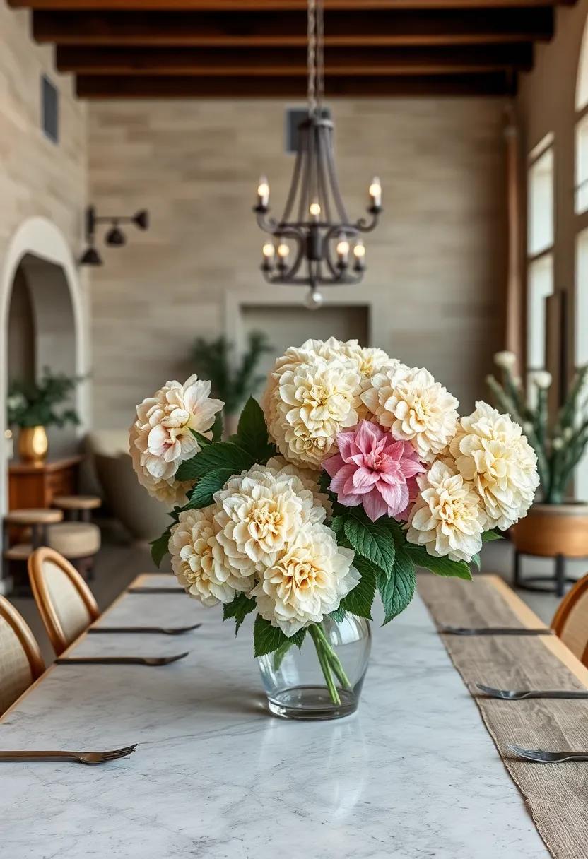 Vintage Hydrangea Display: Capture nostalgia with a soft, fluffy hydrangea arrangement in muted tones, perfect for classic ⁤and rustic dining settings