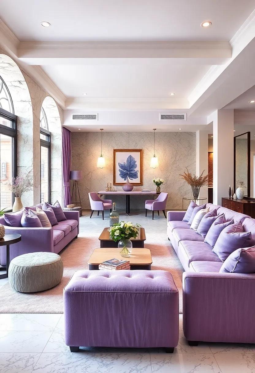 Embrace Elegance with ‍Lavender-Cushioned Seating:⁤ Choose plush lavender sofas or armchairs that‍ invite comfort and sophistication into any ​space