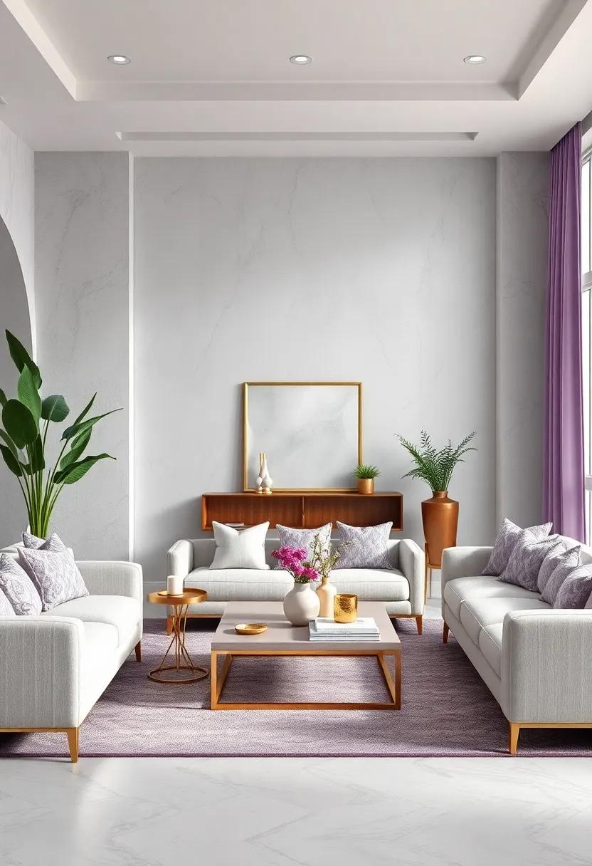 Incorporate Metallic Accents: Use gold or silver frames ⁤and fixtures to⁤ elevate the lavender‌ and white palette, adding a touch ⁣of glamour