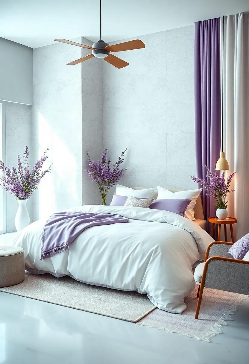 Design a Dreamy Lavender Bedspread: Opt for a luxurious lavender duvet ​cover paired ⁢with crisp white sheets‍ for ‍an inviting bedroom retreat