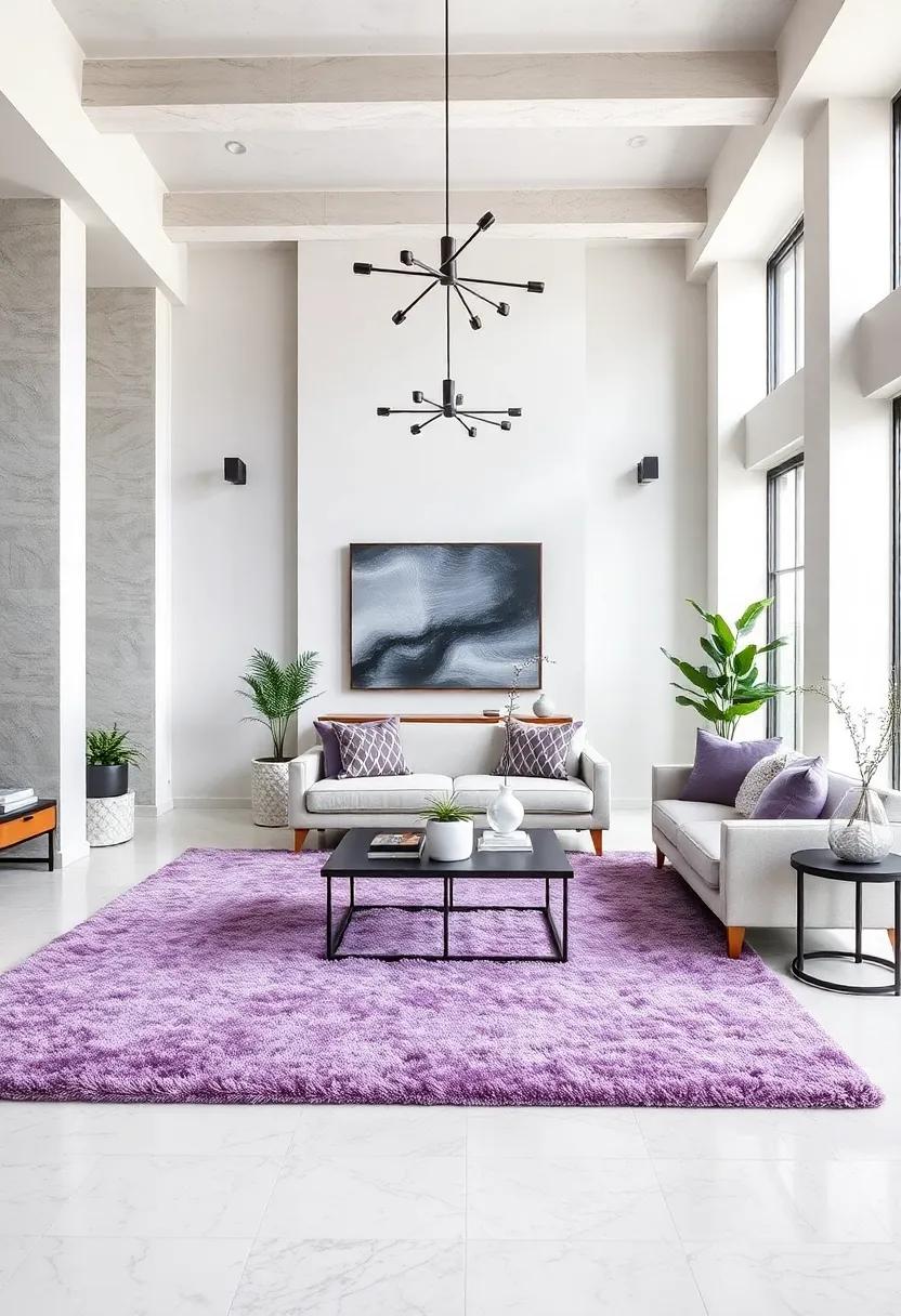 Accessorize with High-End Lavender⁢ Rugs: Invest in⁢ a plush lavender area rug⁤ to ‌anchor your space and provide a soft landing ​for your feet