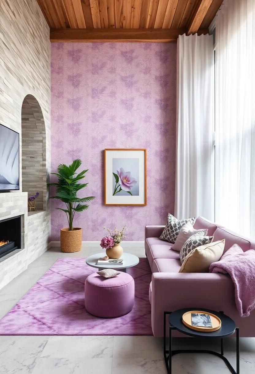 Opt for Elegant Lavender Wallpaper:‍ Transform a⁤ room with sophisticated lavender wallpaper ⁣that adds depth and warmth to your interiors