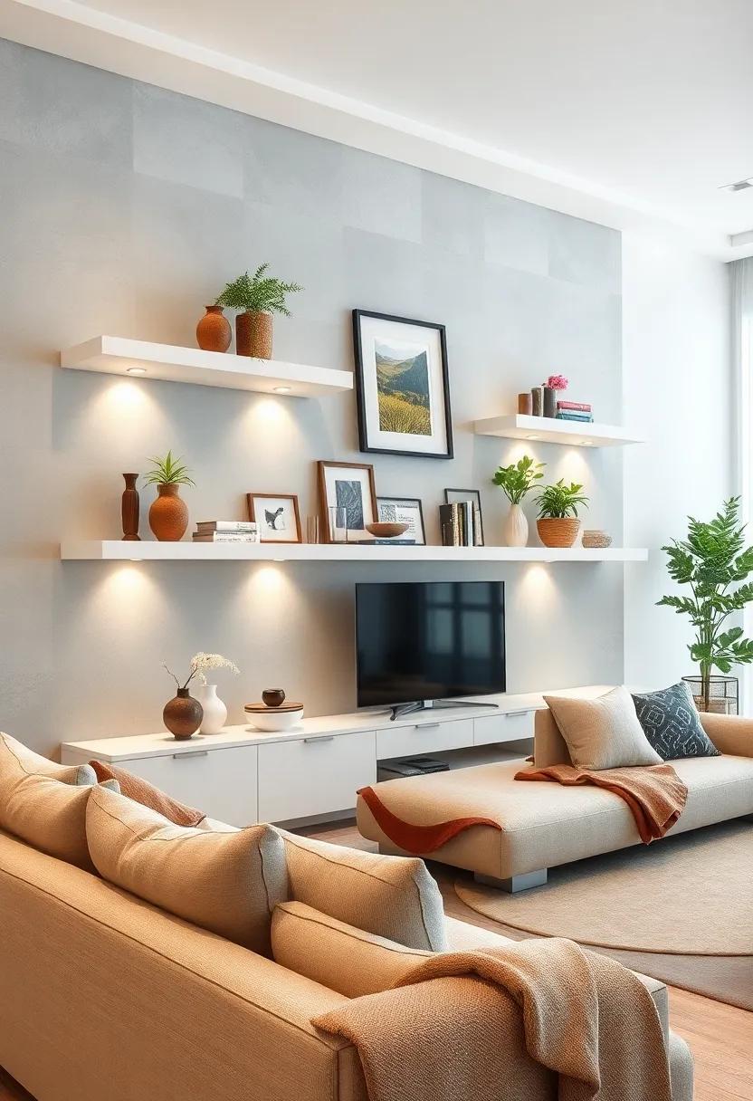Lighting ⁢Feature: Incorporate​ small ⁤LED spotlights or fairy lights on the‌ shelves to ‍highlight special‍ decor and create⁢ a cozy ambiance
