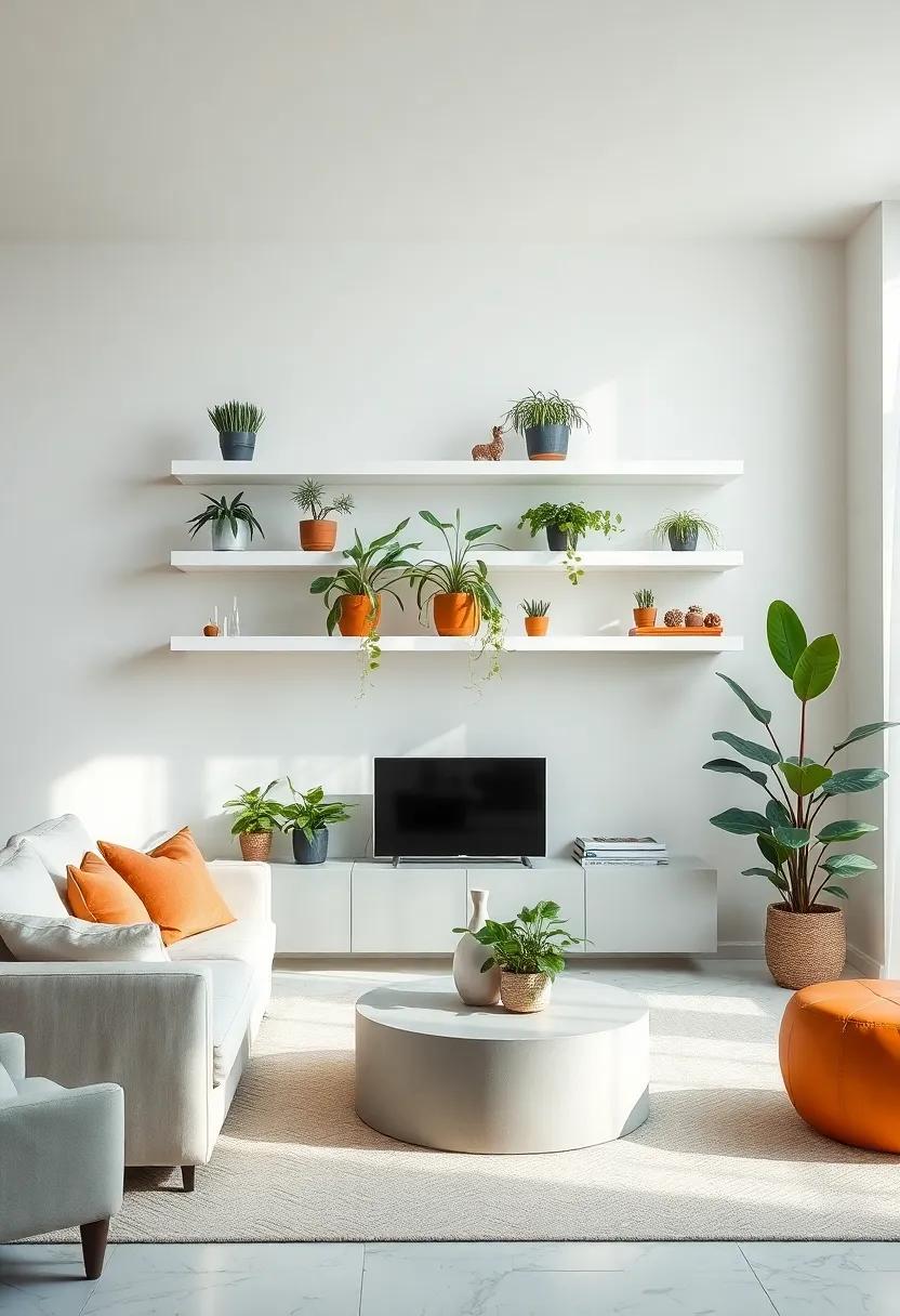 Botanical Bliss: Add⁤ a touch​ of nature ‌by ⁤incorporating ​potted plants on your shelves, creating a refreshing green ⁣contrast against⁣ the white