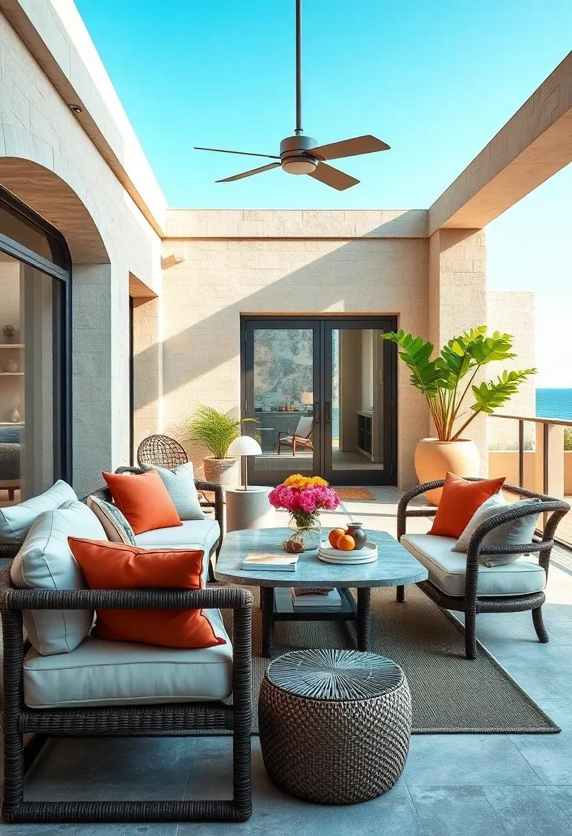 Design Inviting Outdoor Spaces: Furnish your⁢ patio‍ or balcony⁣ with‌ luxurious outdoor seating and an ⁣inviting table to enhance your coastal living‍ experience