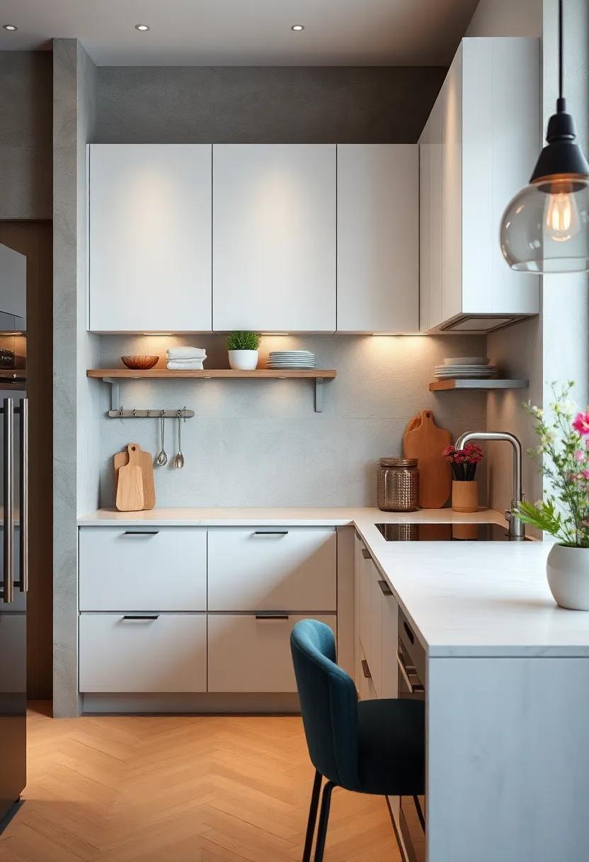 Check‌ out ⁣a⁢ trendy apartment kitchen⁣ where ‌the backsplash houses⁤ integrated storage solutions, keeping your cooking essentials within arm’s reach yet out of sight