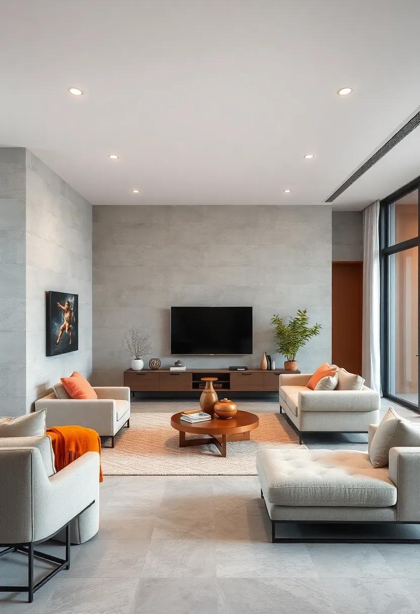 Minimalist Television Setup:⁤ Mount the TV on the ⁢wall or​ choose a low-profile console to keep⁤ the entertainment area‌ uncluttered