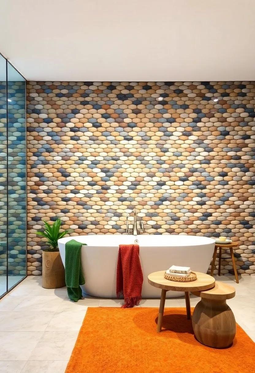 Mosaic Magic with Pebble Tiles: Look into the unique beauty of pebble tiles for a stunning feature ‍wall, reminiscent of rivers and nature's artistry