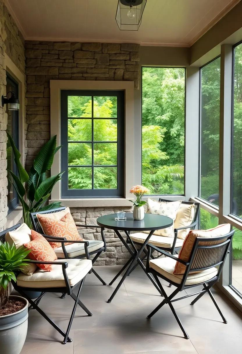 cozy corner Nook: Transform a small corner ‌of⁤ your ⁣screened porch with a foldable bistro table⁤ and ⁢chairs, creating an intimate dining area perfect⁤ for ‍morning coffee or evening drinks