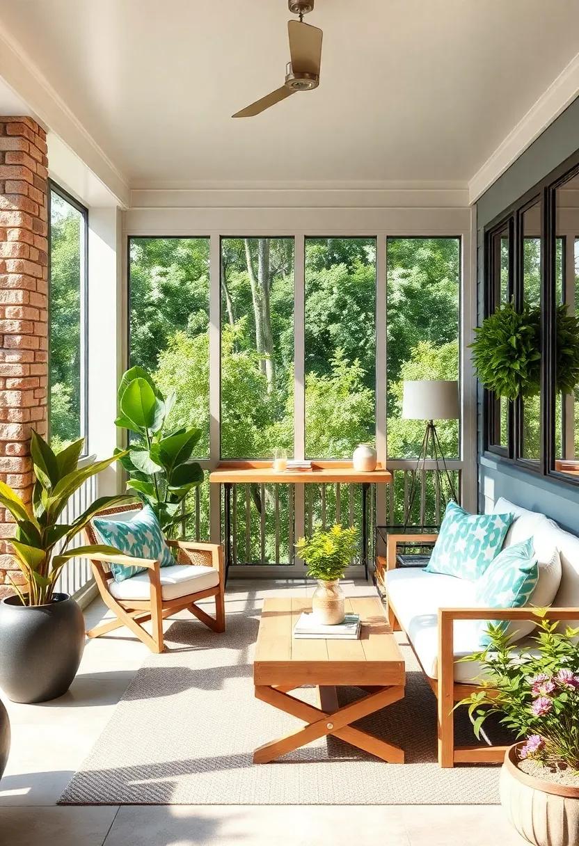 Wall-Mounted Desk: Set⁢ up a foldable wall-mounted desk that allows you to work or craft in your screened⁢ porch, making the most of⁢ vertical space while ⁢keeping the area airy