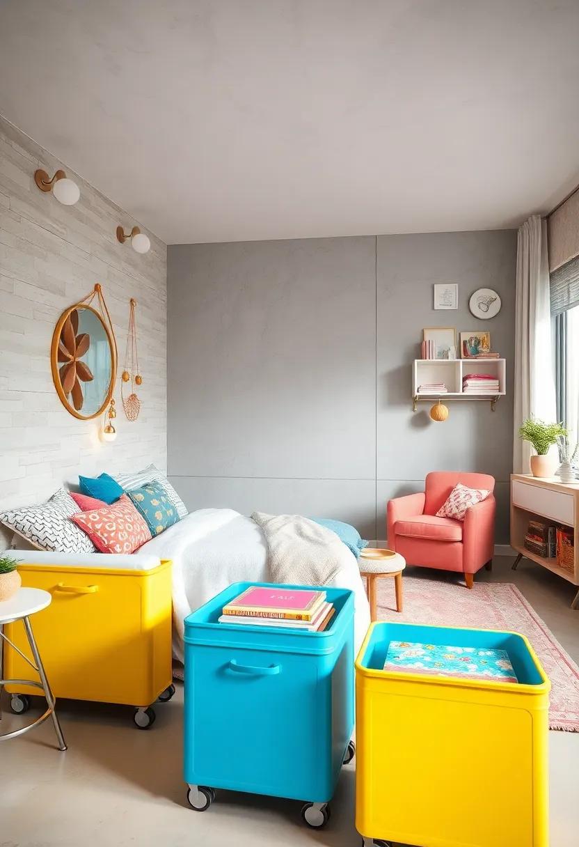 Colorful Storage Carts: ⁢Introduce⁣ mobile storage with colorful rolling carts that can easily transition from room to room, perfect for storing art ⁤supplies or books
