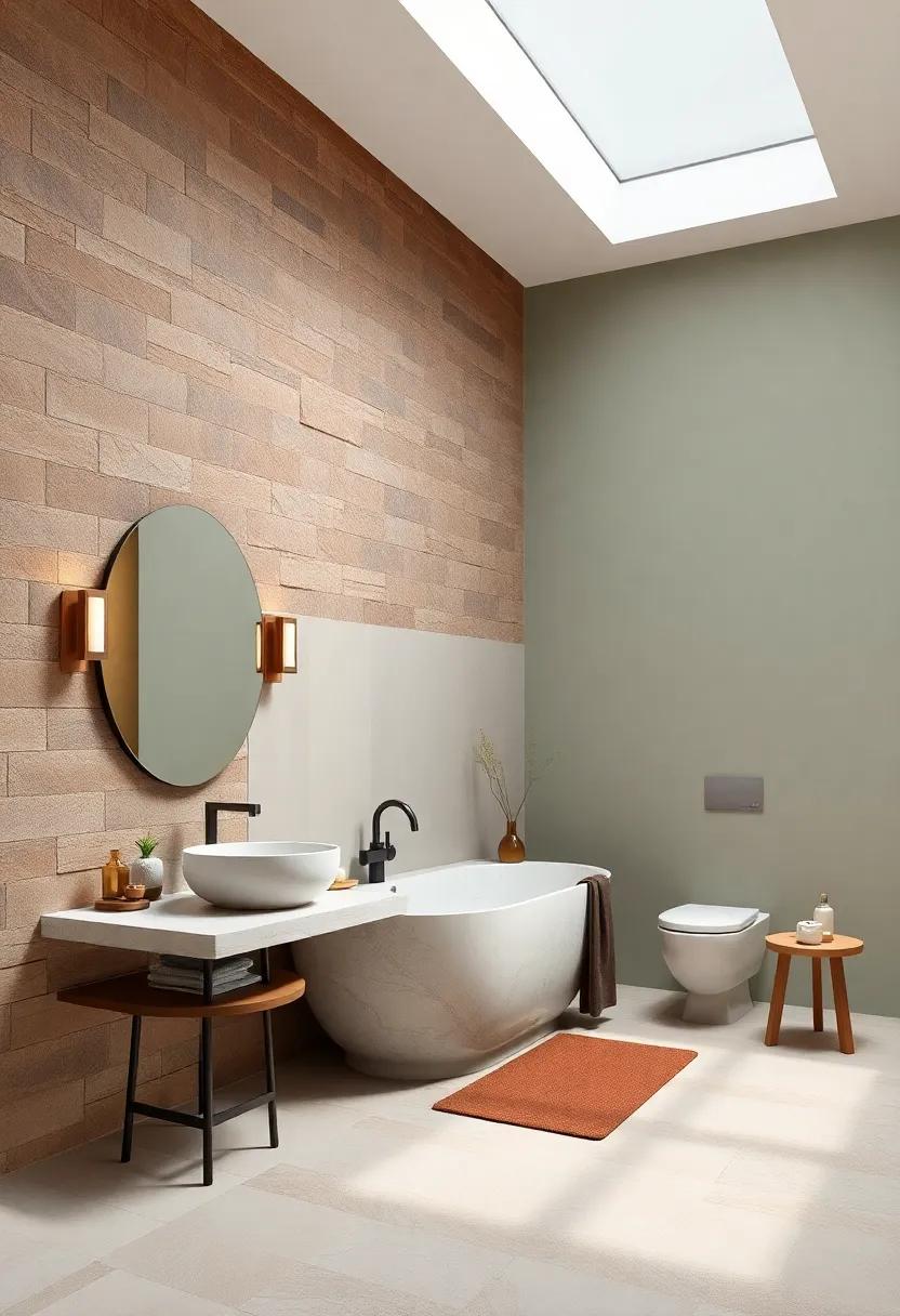 Earthy Brown and Light Sage: Balance deep earthy browns with soft light sage for a grounded yet refreshing⁤ bathroom sanctuary