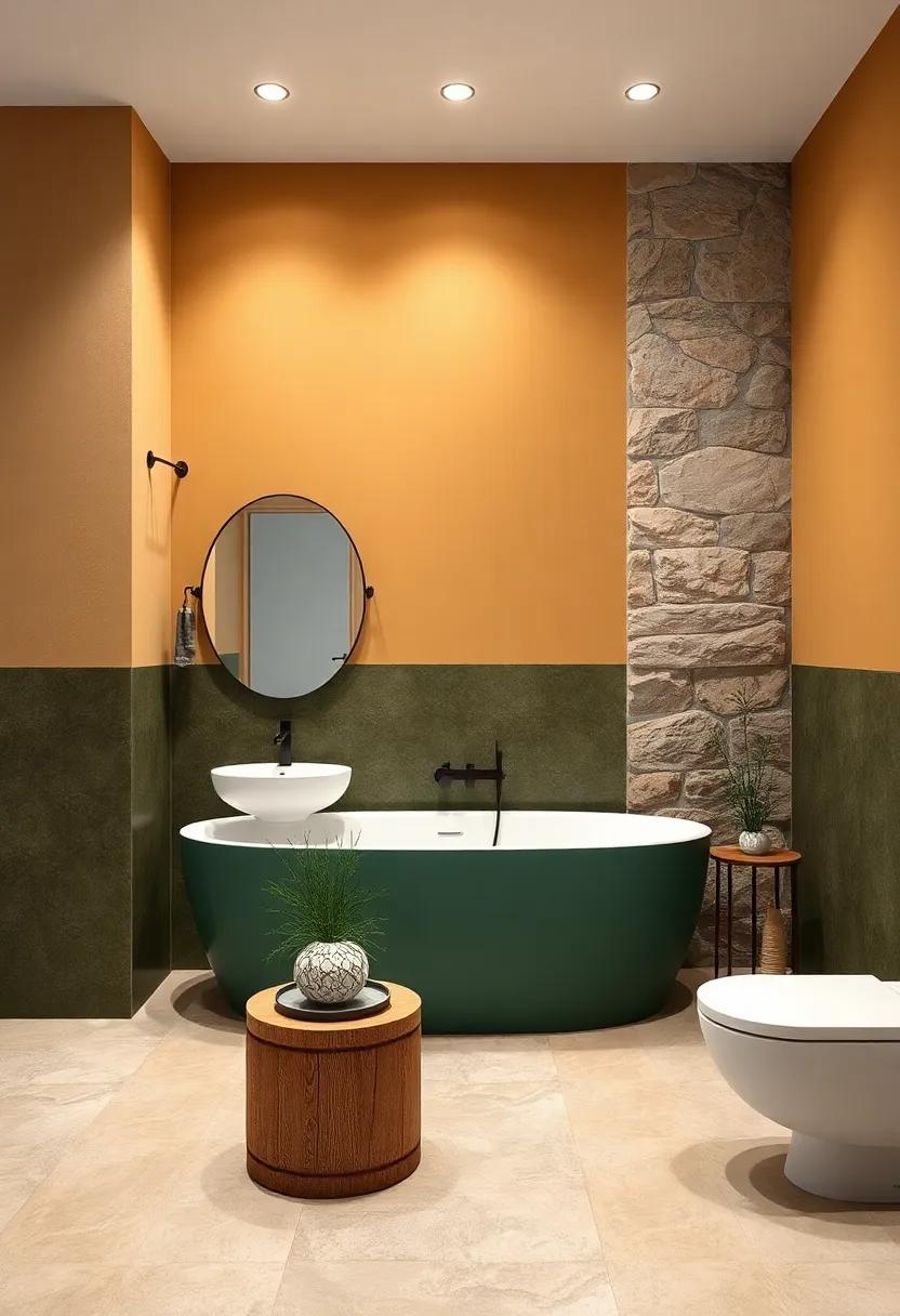Muted Gold and ⁢Deep Green: Rich‌ muted gold pairs impressively with deep forest green, giving a regal touch ‌accentuated by decorative stonework