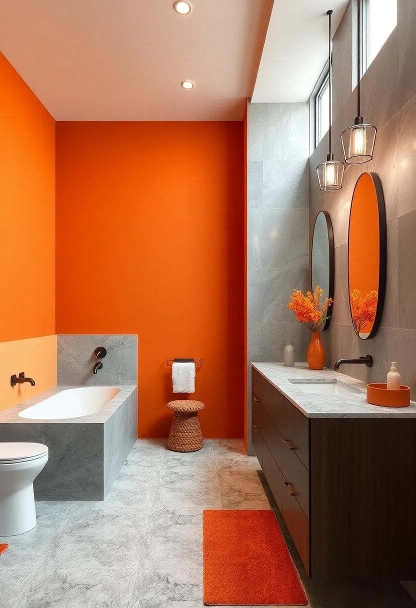 Sunrise Orange ⁣and Soft Gray: Energize your space with ⁤jubilant orange and‍ soothing gray,finishing with granite⁣ countertops for a grounded​ finish
