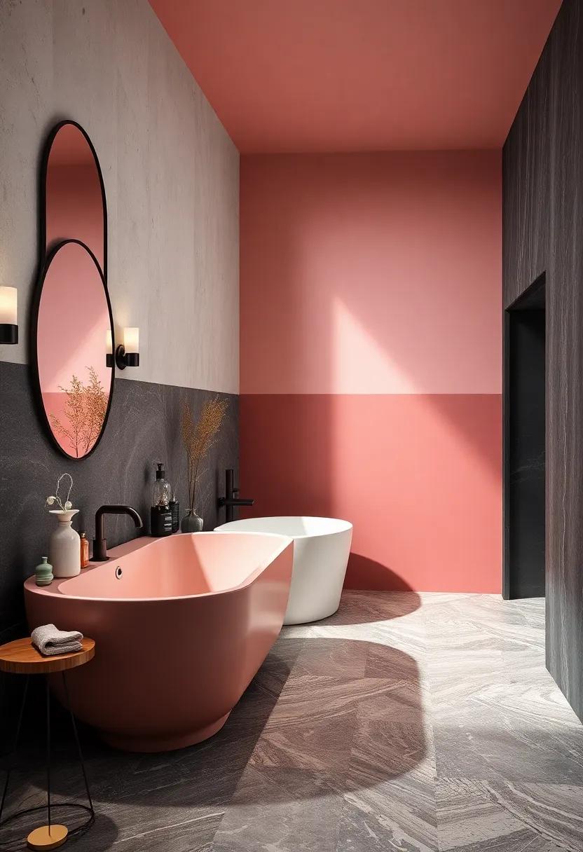 Antique Rose and Charcoal Black: An elegant blend of antique rose⁤ and charcoal black⁤ delivers sophistication,beautifully set off by textured marble