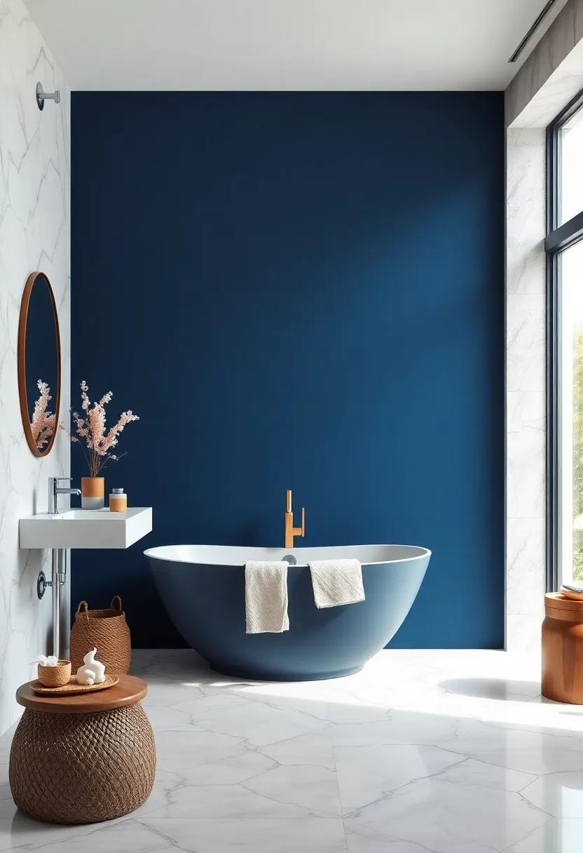 Midnight‍ blue and Snow White: ‌The dramatic ⁣contrast of midnight blue against bright white creates a ​striking modern aesthetic, softened⁣ by white ‌marble