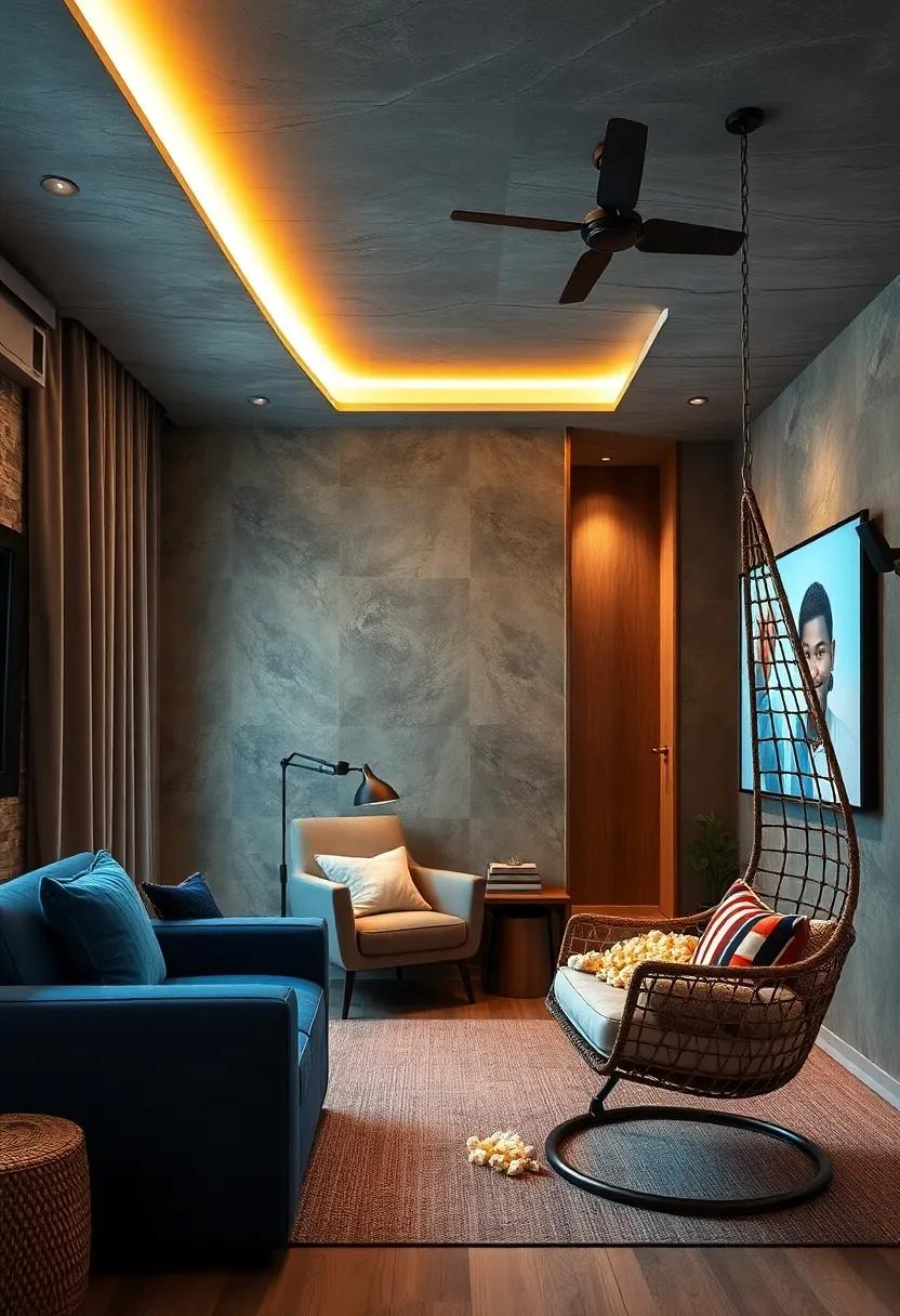 Movie⁢ Lounge: ⁤set up​ a ⁣hanging chair‍ with ‍a popcorn theme, turning it into the ultimate chill spot for movie nights and gaming sessions