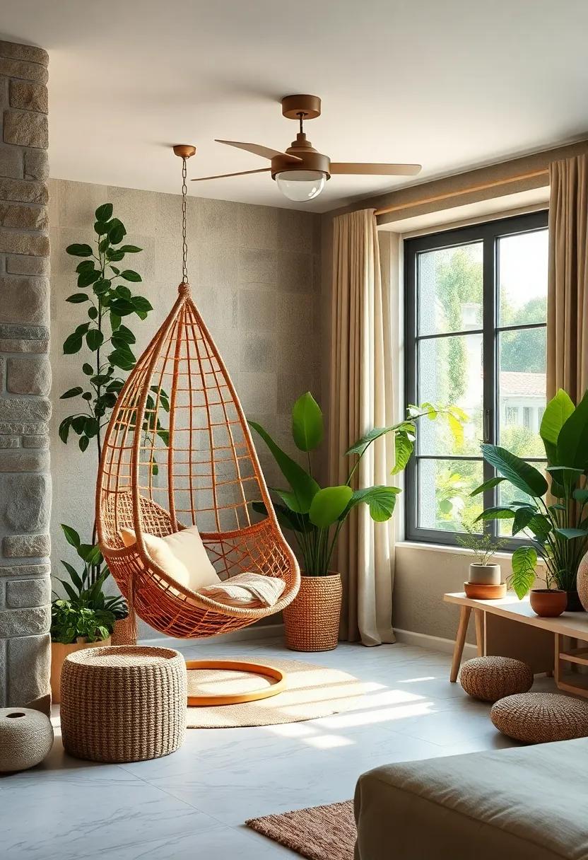 Nature-Inspired Oasis: Choose a wicker hanging chair surrounded by greenery, ⁢blending comfort with an earthy aesthetic right in your boy’s room