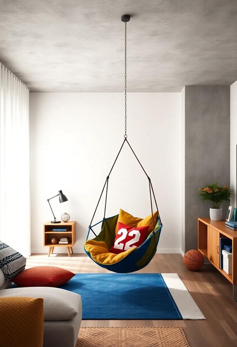 Sports Fanatic Zone: Attach⁤ a sporty-themed ⁣hanging chair​ in team colors, creating a personalized space for your little athlete to relax and recharge