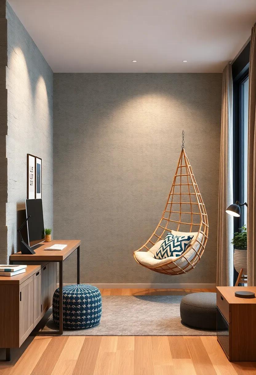 Stylish Study Spot:⁤ Create a​ study area with a chic hanging chair, promoting an enjoyable environment that inspires focus and concentration