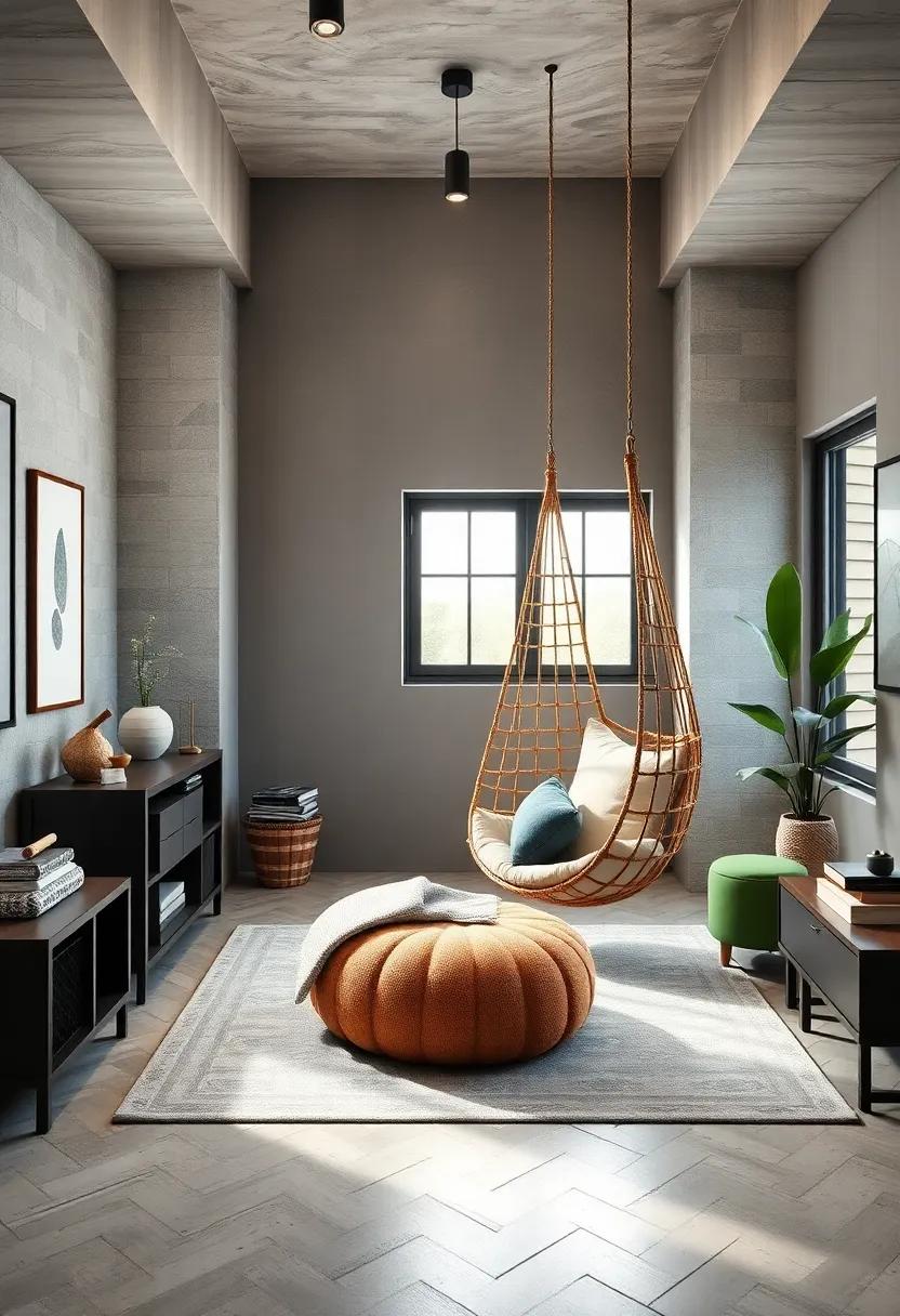 Zen Den: Use a hanging chair with calming ​colors and soft fabrics to create a meditation nook that fosters relaxation and⁤ mindfulness