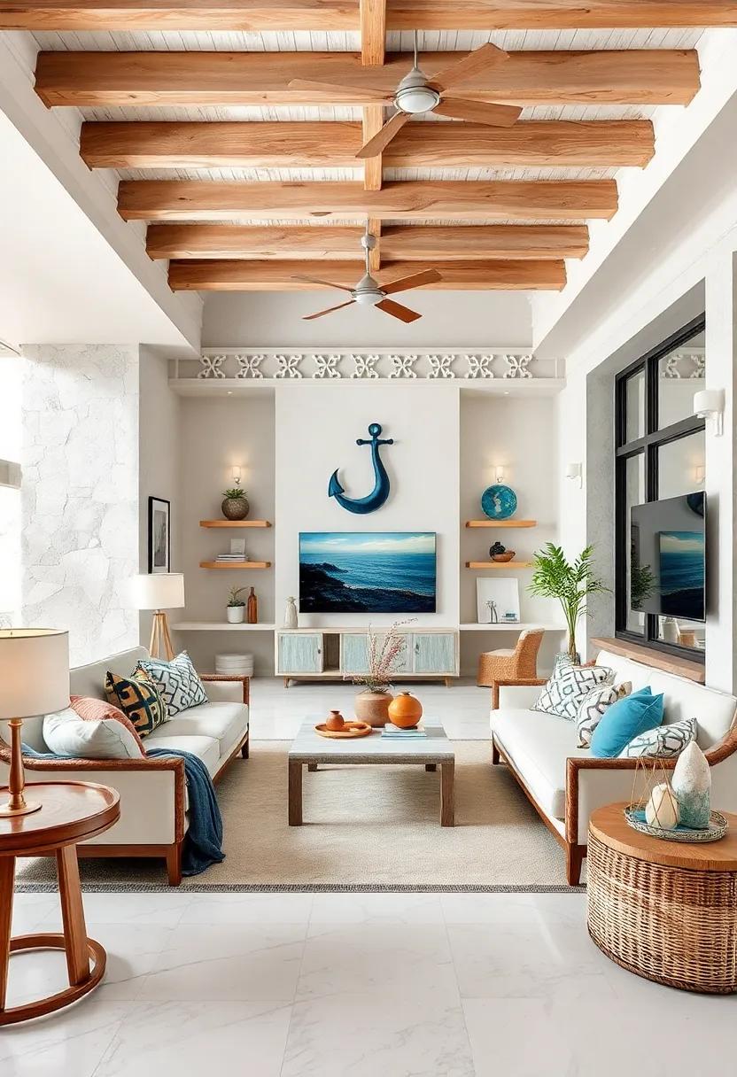Marble and Stone: ​Utilize marble or stone ‌surfaces for tables⁣ or countertops to echo the sandy textures of the beach