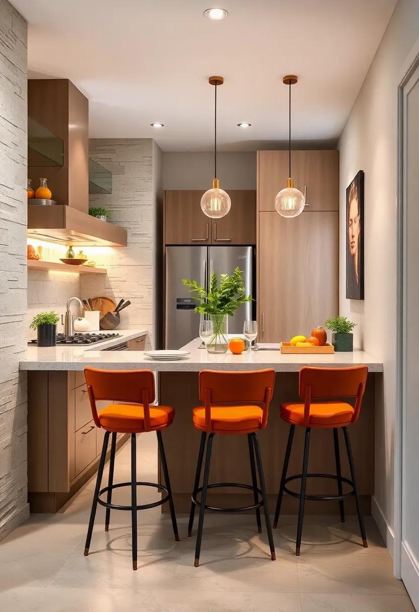 Chic ⁤Bar Stools: Select stylish, space-efficient bar stools‌ to create a casual dining area‍ along the ⁤counter