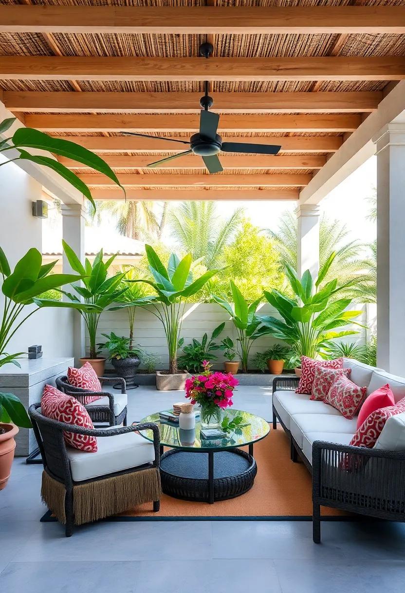 tropical Paradise: transform‍ your ‍space into a ⁢tropical escape ‍with lush ‌foliage, vibrant colors,‌ and‍ a ⁤thatched pergola that enhances ⁢the island vibe