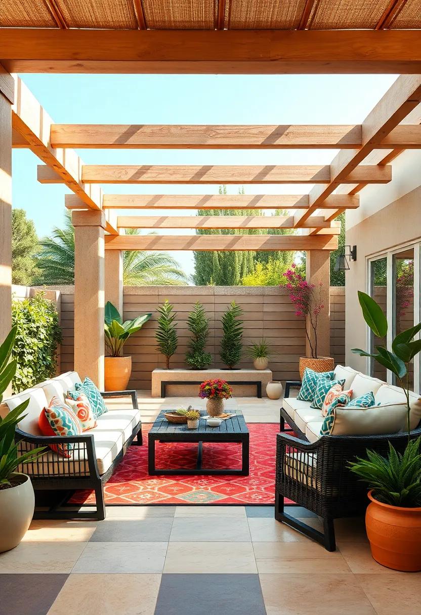 Colorful Patterns: Explore‍ how⁢ vibrant patterns in tiles ‌combined with a lively pergola create a playful yet inviting outdoor space for you ⁣and your ​guests