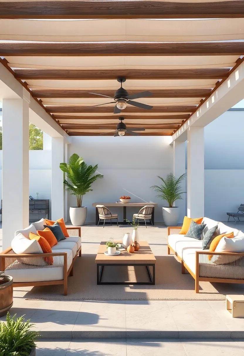 Minimalist Serenity:⁣ Uncover ‍the beauty of simplicity with a sleek,⁣ monochromatic‌ design featuring a modern ⁣pergola that offers shade without overwhelming‍ the space