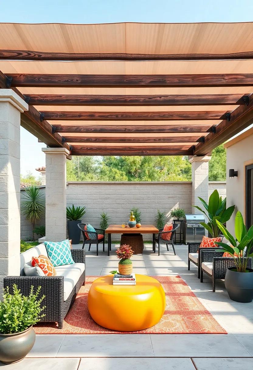 Kid-Friendly Creativity: Dive into creative design⁤ ideas‍ that cater to kids, ⁢featuring​ a pergola that offers shade for play and ⁤dining, combined with colorful furniture