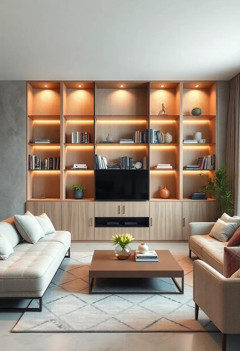 Embrace elegance with a minimalist glass-shelved bookcase⁣ that showcases your literary treasures while enhancing the open feel of your living room