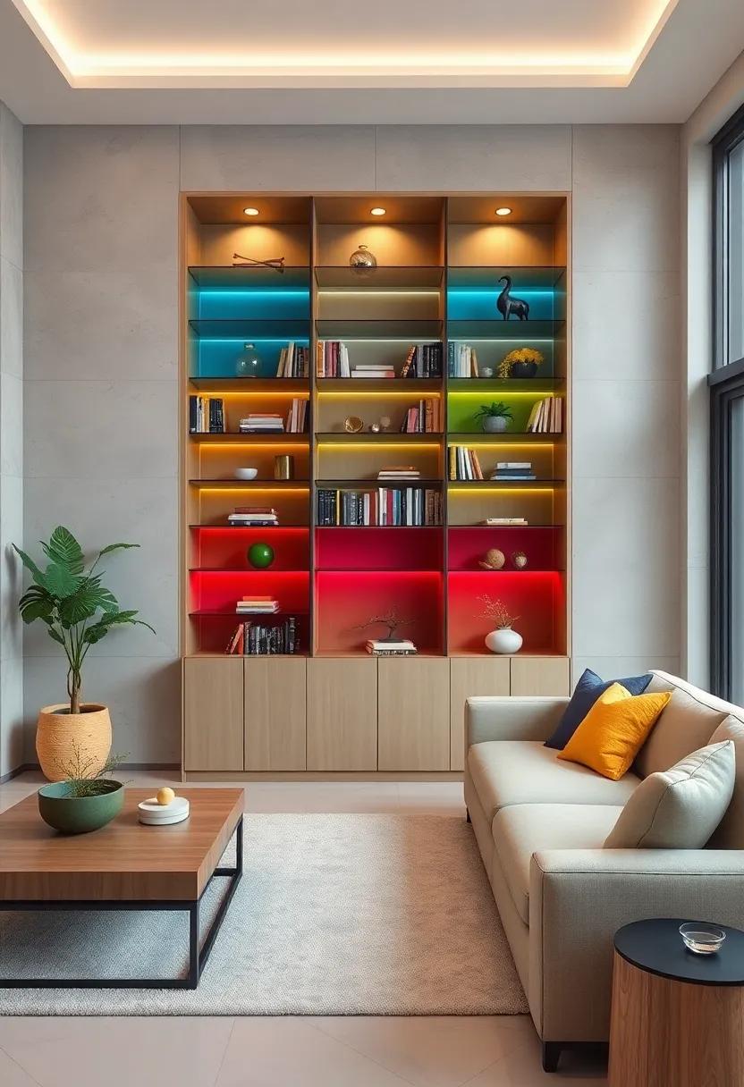 Showcase your personality with a bespoke bookcase featuring​ colorful⁣ glass shelves, allowing you to ⁢arrange your collection in eye-catching patterns