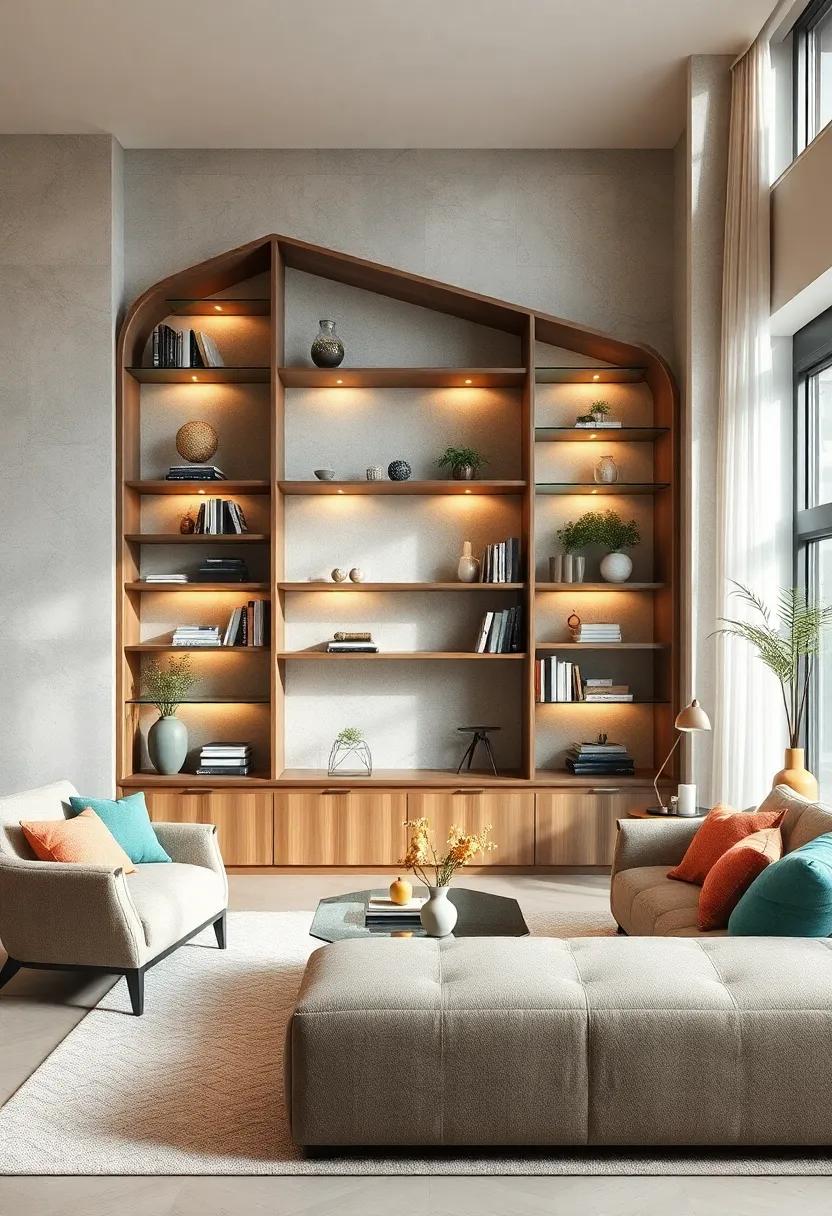 Add‌ a touch of whimsy⁤ with a uniquely shaped bookcase featuring​ playful angles and glass shelves that encourage creativity⁣ in your decor